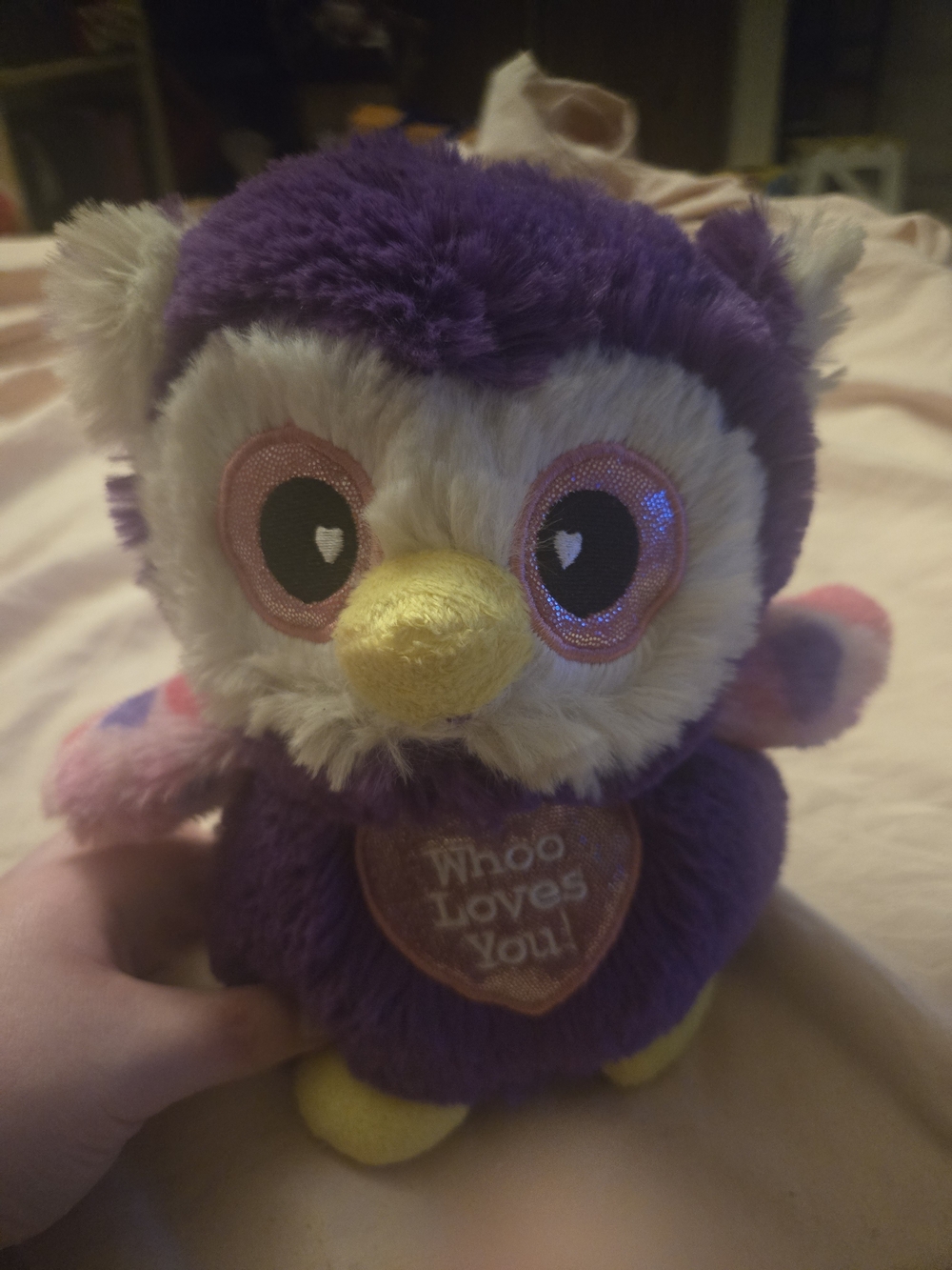 Purple Plush Owl Stuffed Toy - 'Whoo Loves You'